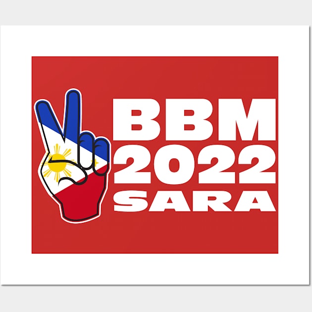 Red BBM 2022 Bongbong Marcos Sara Philippines Flag Wall Art by Jas-Kei Designs
